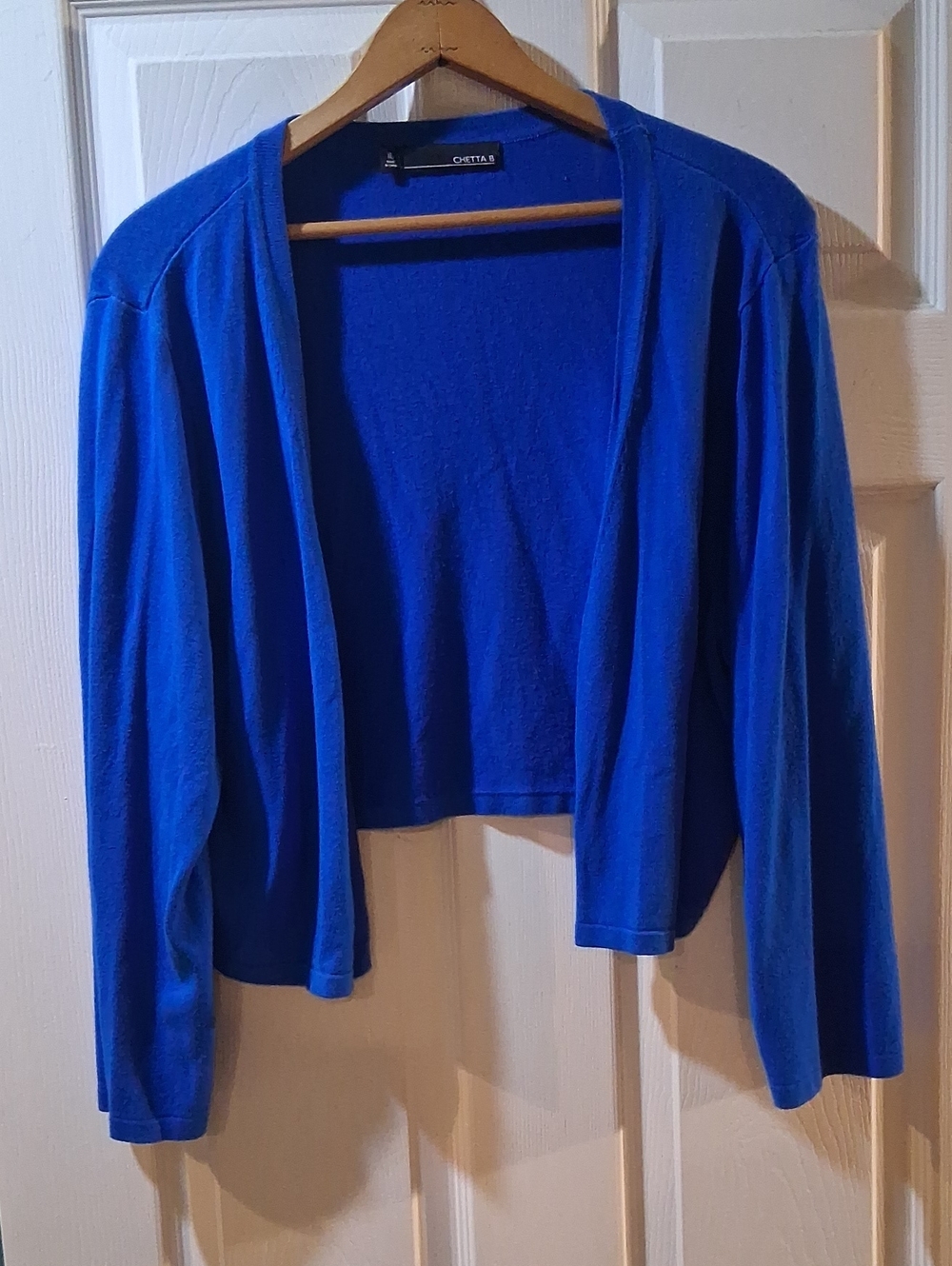 Chetta B Cobalt Blue Cropped Open-Front Cardigan
